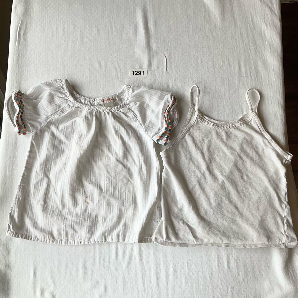 Cat & Jack Baby Girls White Blouse size 2T, Hanes Sleeveless Tank Top size 4T